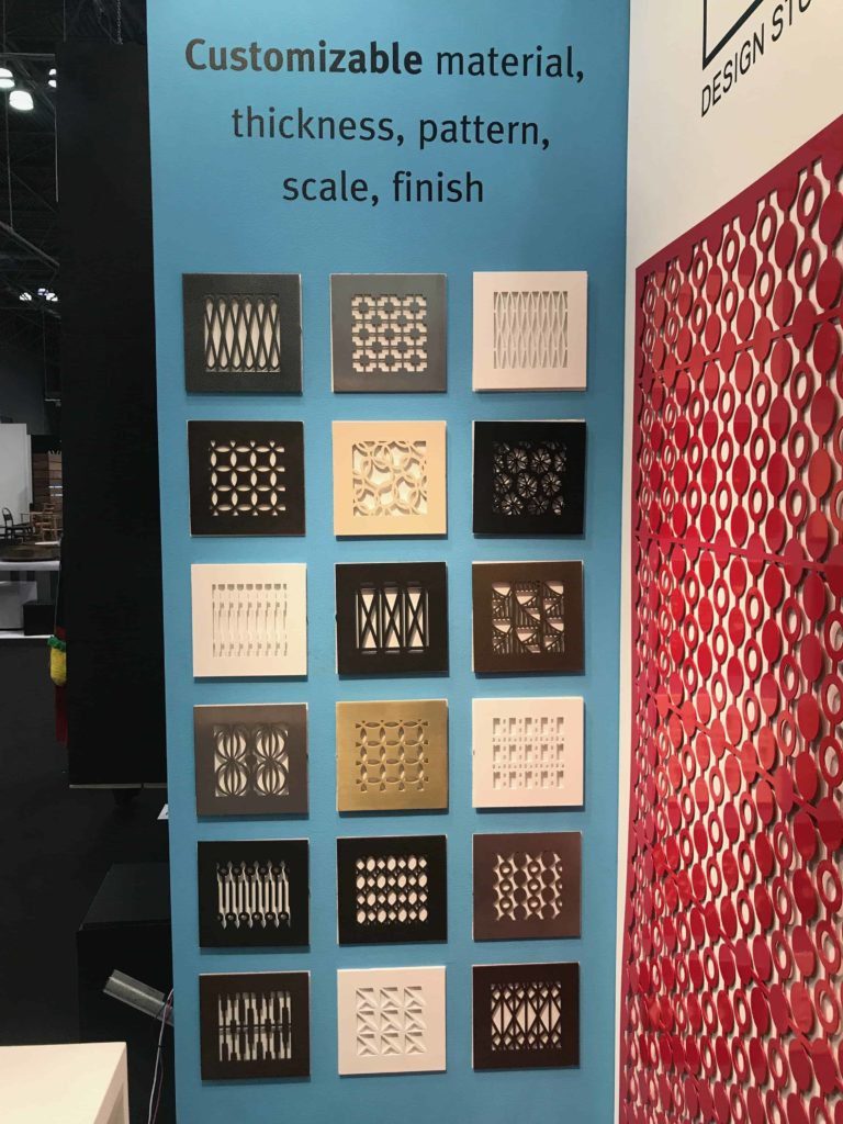 AJK Design Studio booth displays Annie Kantor's latest metal grille and panel designs on view at ICFF. Photo credit: The Design Tourist 