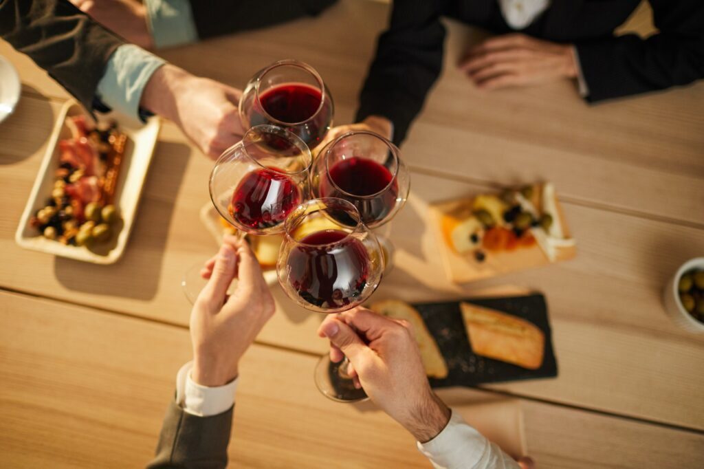 People Drinking Wine Top View